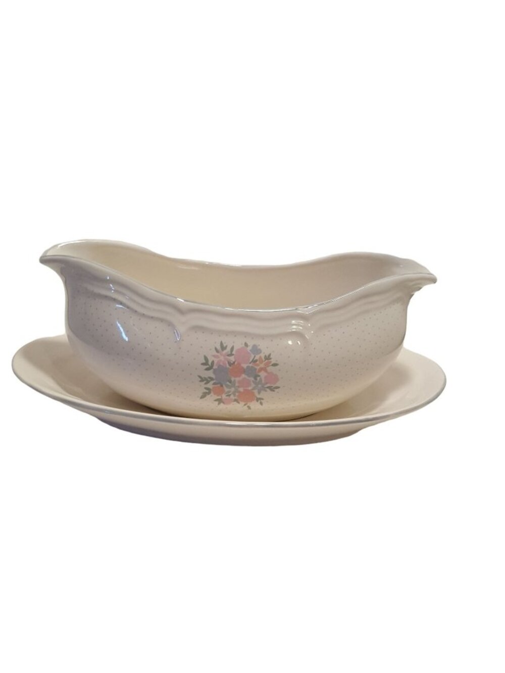 Vintage Newcor Corsage Stoneware Gravy Boat Underplate Japan Floral Serving‎ Set